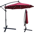10 ft Outdoor Patio Umbrella Solar Powered LED Lighted Sun Shade Market Waterproof 8 Ribs Umbrella with Crank and Cross Base for Garden Deck Backyard Pool Shade Outside Deck Swimming Pool Burgundy RT