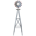 8FT Weather Resistant Yard Garden Windmill Gray & Red