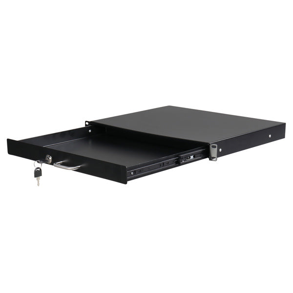 [Do Not Sell on Amazon]19" 1U Steel Plate DJ Drawer Equipment Cabinet with Keys Black