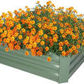 Bosonshop Raised Garden Bed Steel Planter Box Galvanized Anti-Rust Coating Planting Vegetables Herbs and Flowers for Outdoor;  Square