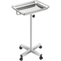 VEVOR Mayo Tray Stainless Steel Mayo Stand 18x14 Inch Trolley Mayo Tray Stand Adjustable Height 32-51 Inch Instrument Tray w/ Removable Tray & 4 Omnidirectional Wheels for Home Equipment Personal Care